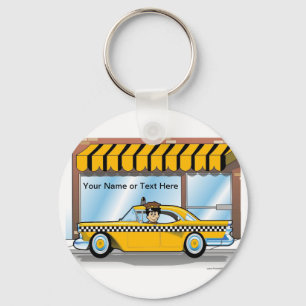 Personalized Taxi Driver - Male Cartoon  Key Ring