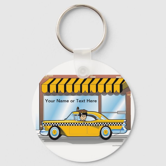 Personalized Taxi Driver - Male Cartoon  Key Ring (Front)