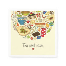 Personalized Tea & Treats Yellow Paper Napkin