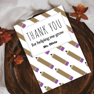 Personalized Teacher Appreciation Gift custom Name Thank You Card