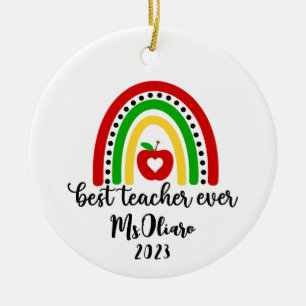 Personalized Teacher Appreciation Gift Rainbow Ceramic Tree Decoration
