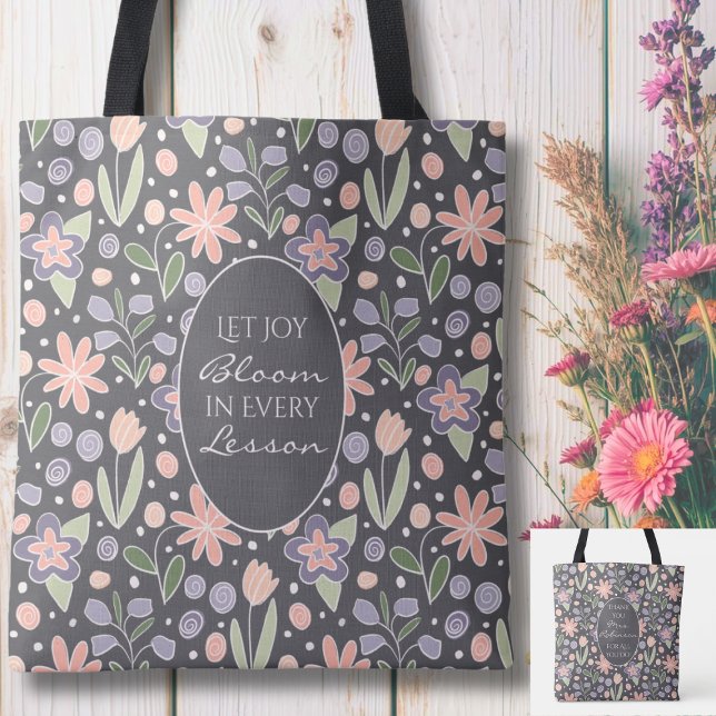 Personalized Teacher Appreciation Tote Bag  (Personalized Teacher Appreciation Tote Bag | Custom Name Floral Gift)