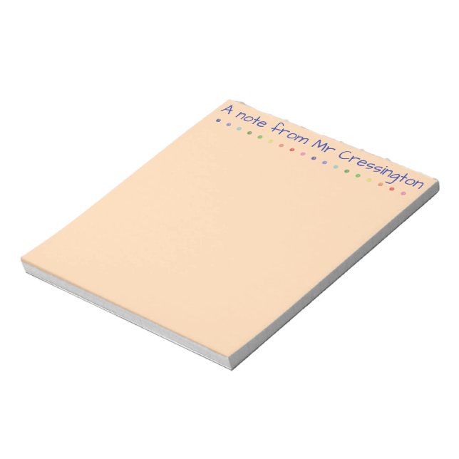 Personalized Teacher Colored Dots Notepad (Rotated)