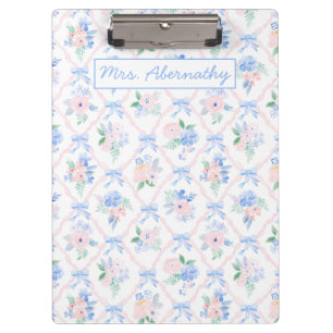 Personalized Teacher Floral Ribbon Bows  Clipboard