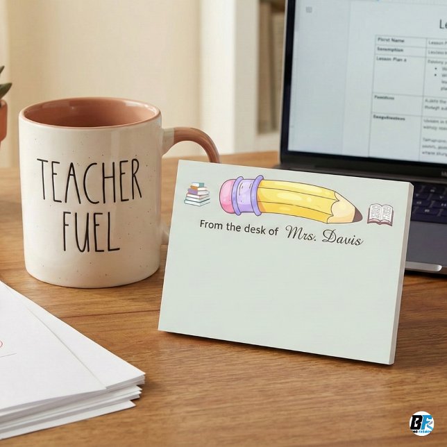 Personalized Teacher From The Desk Of Pencil & Bk Post-it Notes (Creator Uploaded)