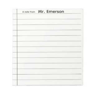 Personalized Teacher Lined Paper Notepad