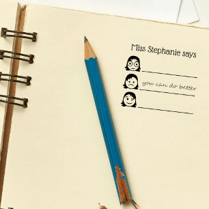 Personalized Teacher Name Emojis Avaliation Rubber Stamp