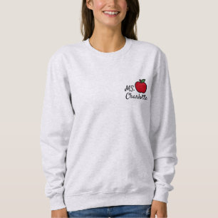 Personalized Teacher Name Red Apple Quarter Sweatshirt