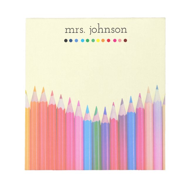 Personalized Teacher Rainbow Pencil Notepad (Front)