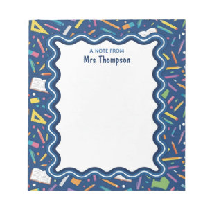 Personalized Teacher School Stationery Dark Blue Notepad