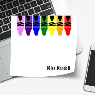 Personalized Teacher Sticky Crayon Desk Accessorie Post-it Notes