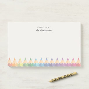 Personalized Teacher's Name Colorful Pencils Post-it Notes