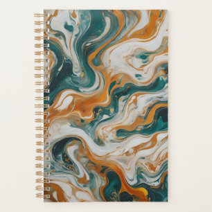 Personalized Teal Wave Swirl Print Planner