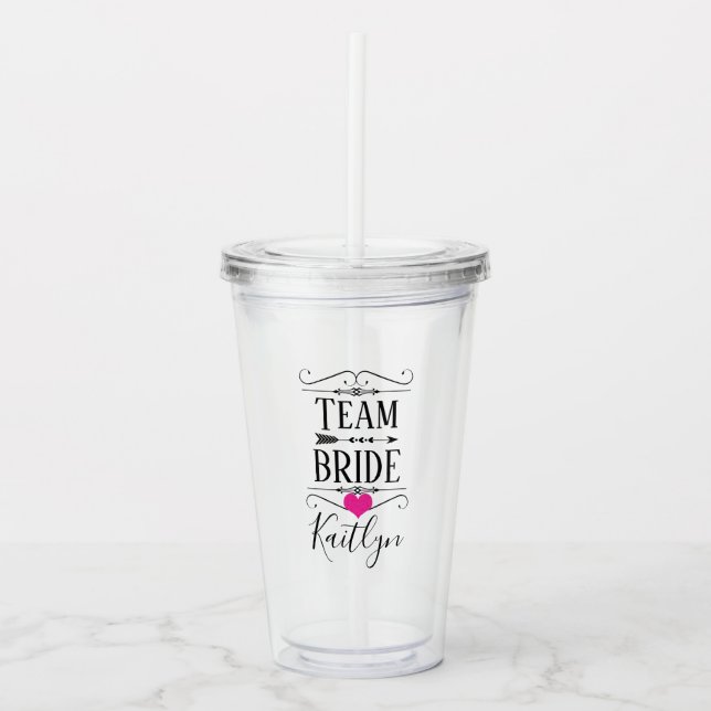PERSONALIZED TEAM BRIDE BRIDAL PARTY TUMBLER (Front)