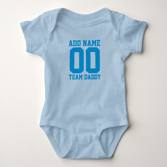 Personalized Team Daddy with Number Baby Bodysuit (Front)