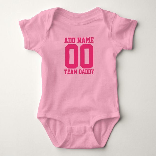 Personalized Team Daddy with Number Baby Bodysuit (Front)