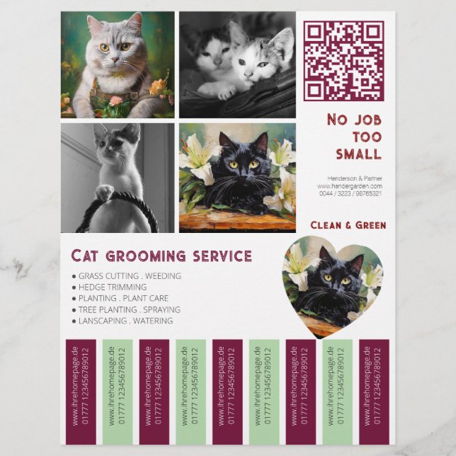 Personalized Tear Off Flyer Cat QR code  (Front)