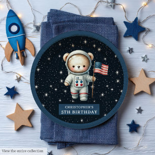 Personalized Teddy Astronaut Boy Party Plate
