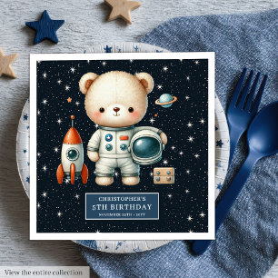 Personalized Teddy Astronaut Napkins Boys Party