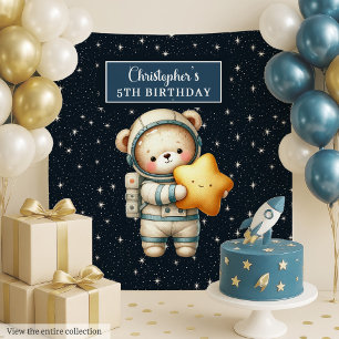 Personalized Teddy Bear Astronaut Party Tapestry
