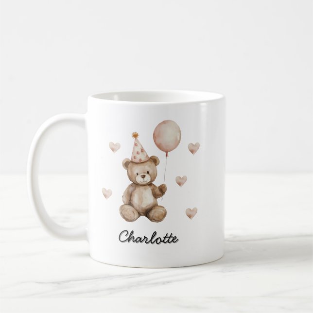 Personalized Teddy Bear Birthday Baby Mug  (Left)
