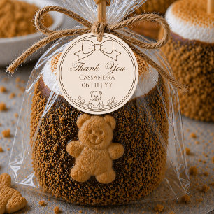 Personalized Teddy Bear Bow Baby Shower Sticker