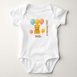Personalized Teddy Bear First Birthday Baby Bodysuit