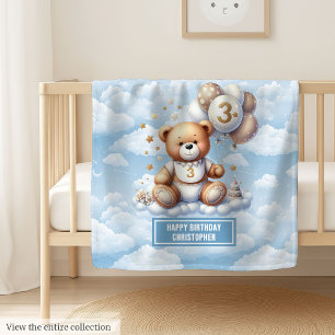 Personalized teddy blanket for boy’s 3rd birthday