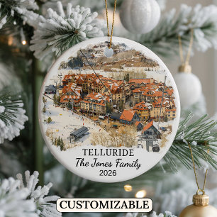 Personalized Telluride Ornament, Custom Colorado Ceramic Tree Decoration