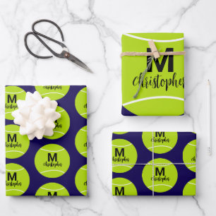 Personalized Tennis Monogram Initial Name Wrapping Paper Sheet