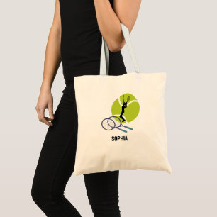 Personalized Tennis Player Girl, Tennis Birthday Tote Bag