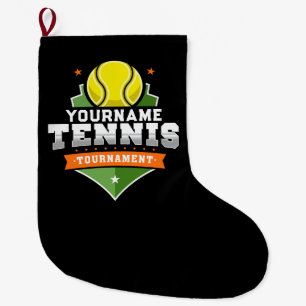 Personalized Tennis Player NAME Varsity Tournament Large Christmas Stocking