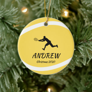 Personalized Tennis Player Sports Fan Athlete Xmas Ceramic Tree Decoration