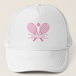 Personalized Tennis Racket and Ball Pink Motif Trucker Hat