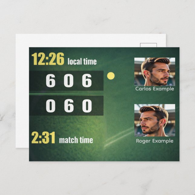Personalized Tennis Scoreboard – Custom Match Postcard (Front/Back)