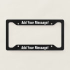 PERSONALIZED TEXT Black License Plate Frame