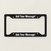 PERSONALIZED TEXT Black License Plate Frame