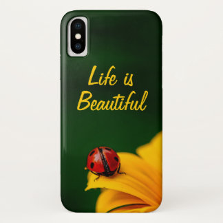 Personalized Text with Ladybug and Sunflower iPhone X Case