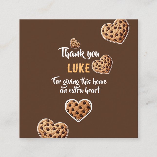 Personalized Thank you cookie hearts design Enclosure Card (Front)