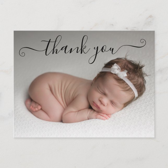 Personalized Thank You Photo Birth Announcement Postcard (Front)