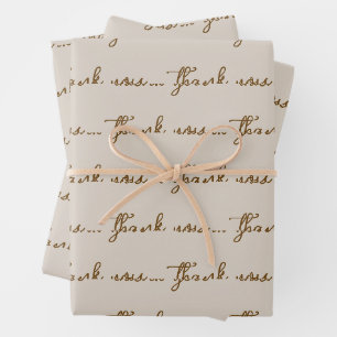 PERSONALIZED THANK YOU STYLISH MODERN BEIGE WRAPPING PAPER SHEET