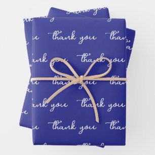 PERSONALIZED THANK YOU STYLISH MODERN DARK BLUE WRAPPING PAPER SHEET