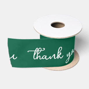 PERSONALIZED THANK YOU STYLISH MODERN DARK GREEN SATIN RIBBON