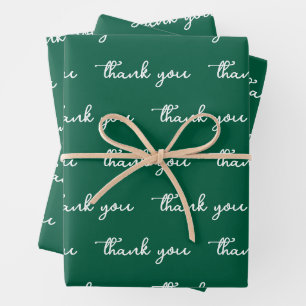 PERSONALIZED THANK YOU STYLISH MODERN DARK GREEN WRAPPING PAPER SHEET