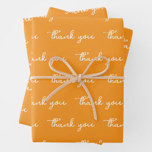 PERSONALIZED THANK YOU STYLISH MODERN ORANGE WRAPPING PAPER SHEET