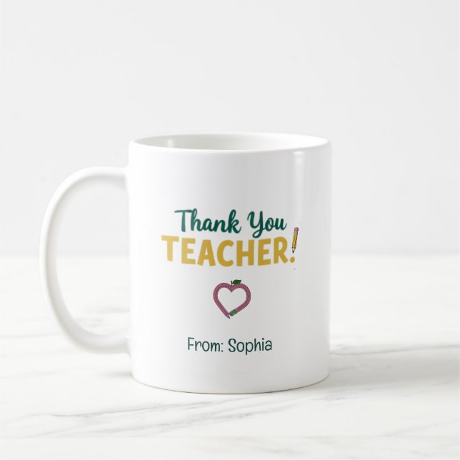 Personalized Thank You Teacher Gift From Student  Coffee Mug (Left)