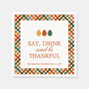 Personalized Thankful Thanksgiving Dinner Napkin