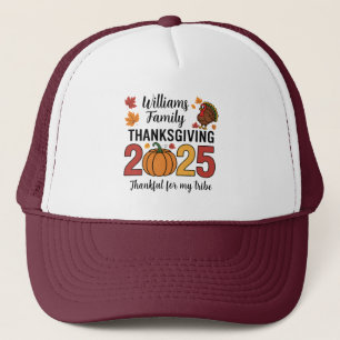 Personalized Thanksgiving 2025 Pumpkin Family Trucker Hat