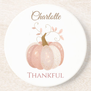 Personalized Thanksgiving – Fall Pumpkin Thankful Coaster