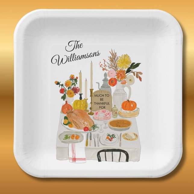 PERSONALIZED THANKSGIVING TABLE  PAPER PLATE (Creator Uploaded)